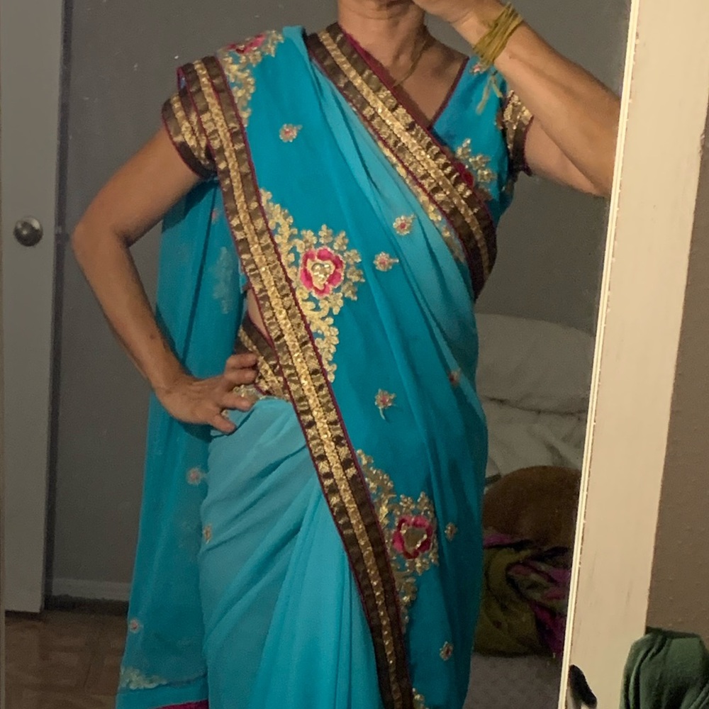 Coral color SAREE